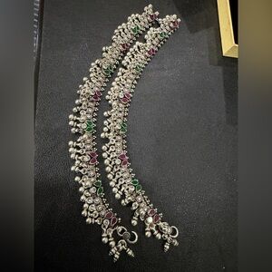 Pair of 925 real silver payal anklets pair